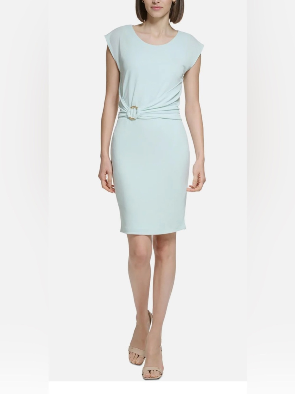 Calvin Klein Women's Dolman Sleeve Cinched Waist Solid Sheath Dress